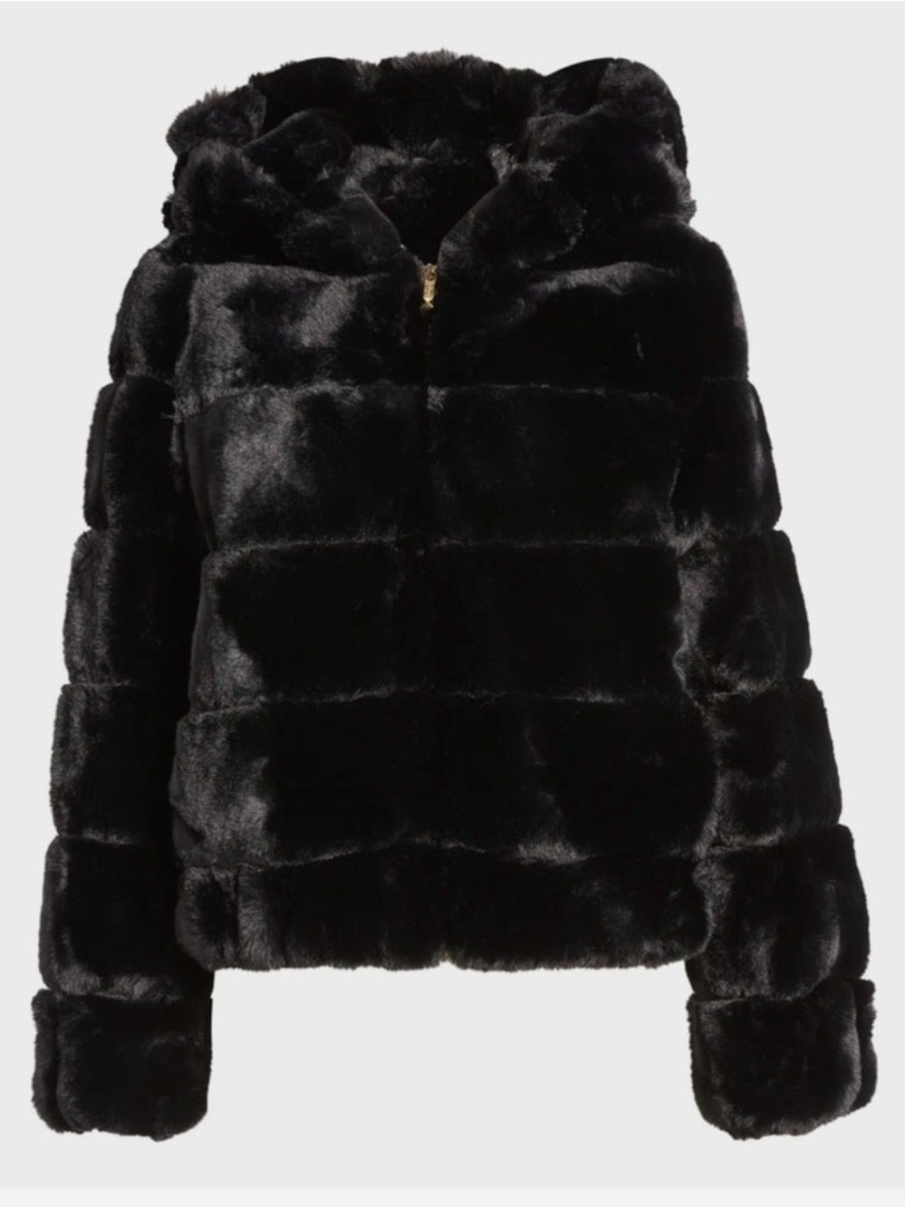 BCBG MAXAZRIA Women’s Black Hooded Full Zip Lined Short Puffer Jacket Size S